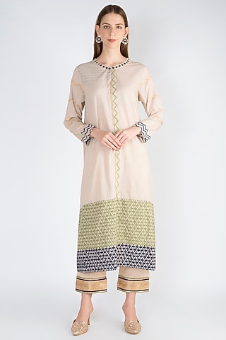 Grey A-Line Kurta With Pants by Natasha J