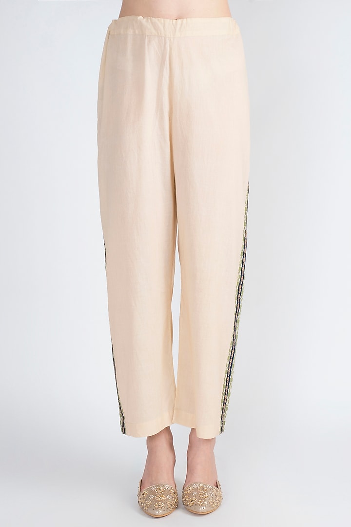 Sage Green Embroidered Kurta With Pants by Natasha J at Pernia's Pop Up Shop