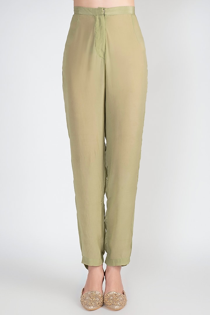 Sage Green Printed Kurta With Pants by Natasha J at Pernia's Pop Up Shop