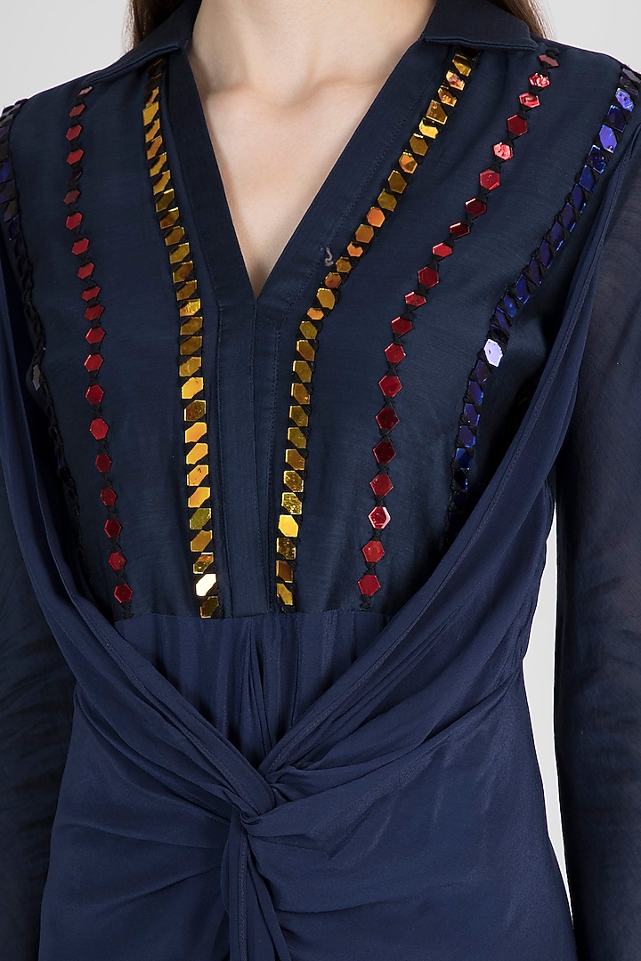 Navy Blue Twist Jumpsuit by Natasha J at Pernia's Pop Up Shop