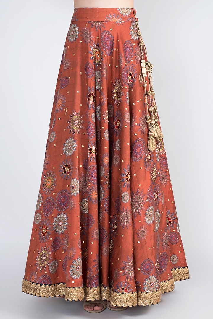 Rust Embroidered Wedding Lehenga Set by Natasha J at Pernia's Pop Up Shop