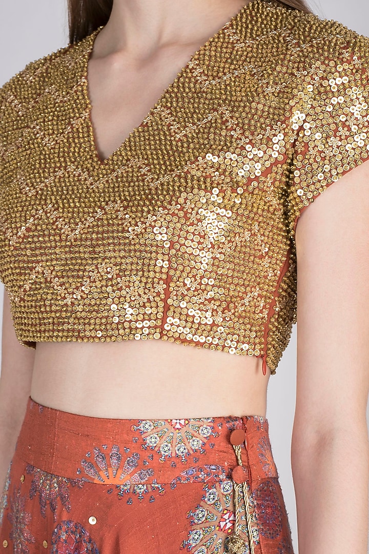 Rust Embroidered Wedding Lehenga Set by Natasha J at Pernia's Pop Up Shop