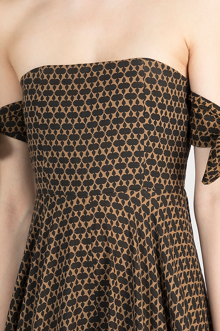 Black & Beige Printed Strapless Jumpsuit by Natasha J at Pernia's Pop Up Shop