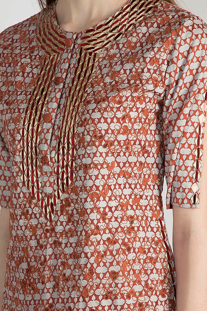 Rust & Grey Mirror Work Kurta Wedding Sharara Set by Natasha J at Pernia's Pop Up Shop