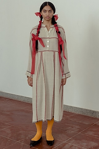 Kora Printed Striped Dress by Naushad Ali