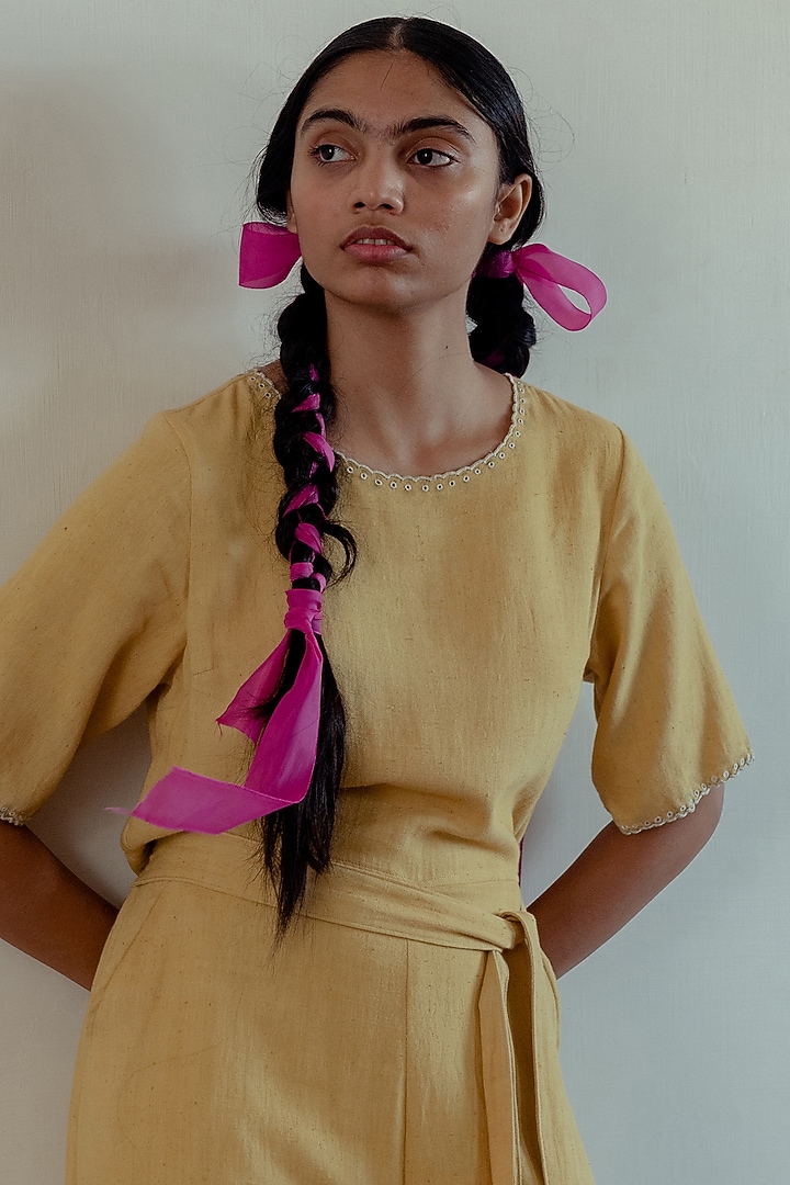 Marigold Embroidered Jumpsuit by Naushad Ali at Pernia's Pop Up Shop