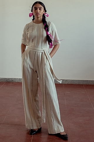 Kora & Black Denim Jumpsuit by Naushad Ali