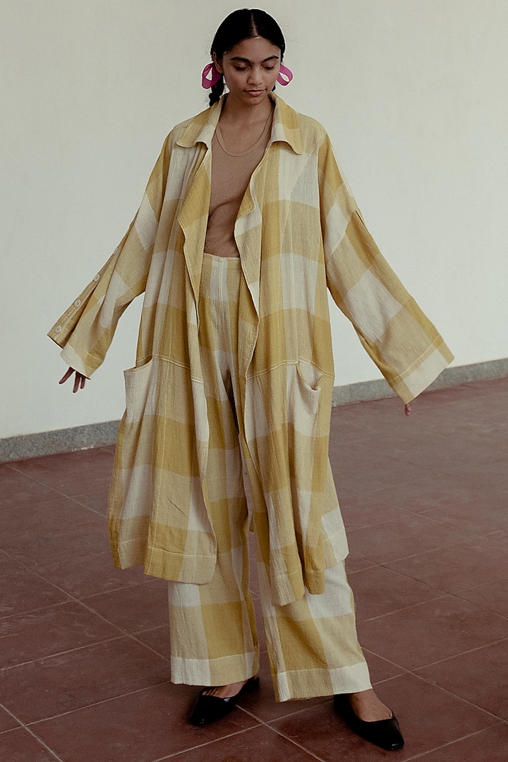 Marigold Cotton Trench Coat by Naushad Ali