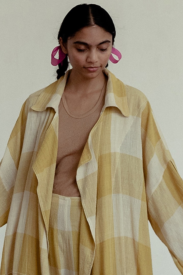 Marigold Cotton Trench Coat by Naushad Ali at Pernia's Pop Up Shop