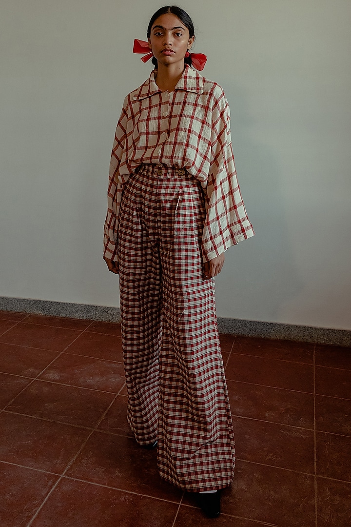 Kora Checkered Printed Trousers by Naushad Ali