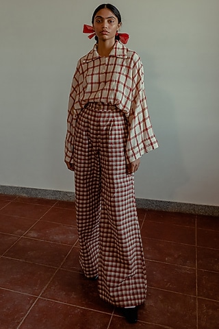 Kora Checkered Printed Trousers by Naushad Ali