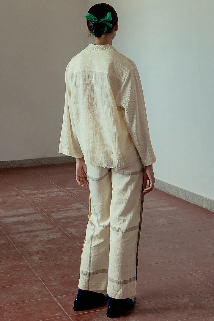 Kora Handwoven Denim Trousers by Naushad Ali at Pernia's Pop Up Shop