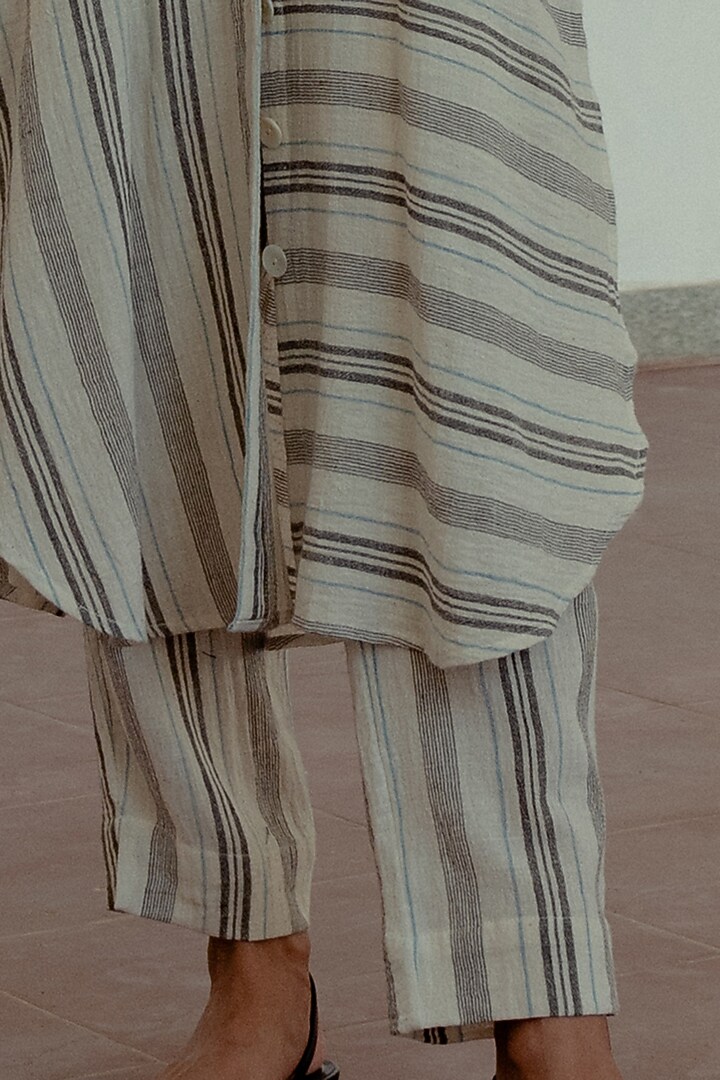 Kora Black Stripes Printed Trouser by Naushad Ali at Pernia's Pop Up Shop