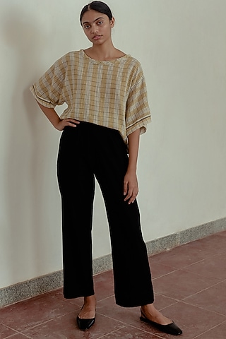 Black Cotton Trousers by Naushad Ali