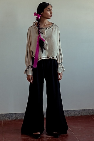Black Flared Trousers by Naushad Ali