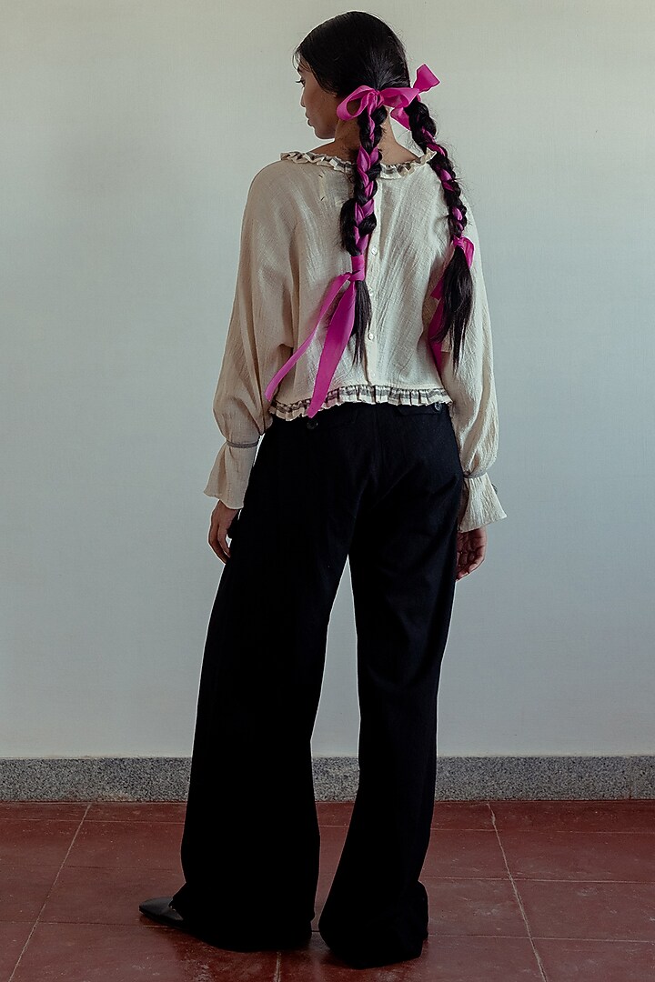Black Flared Trousers by Naushad Ali at Pernia's Pop Up Shop