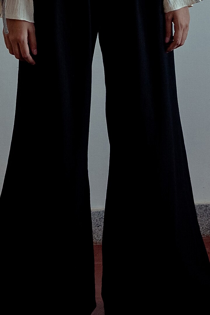 Black Flared Trousers by Naushad Ali at Pernia's Pop Up Shop