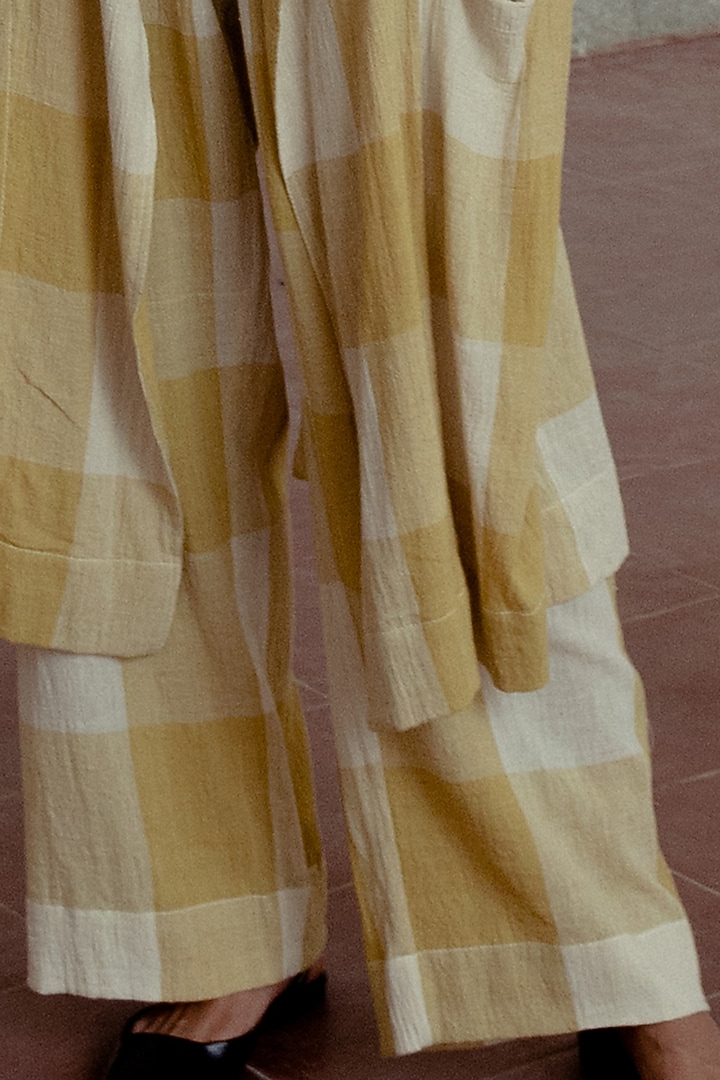 Marigold Cotton Checkered Trousers by Naushad Ali at Pernia's Pop Up Shop