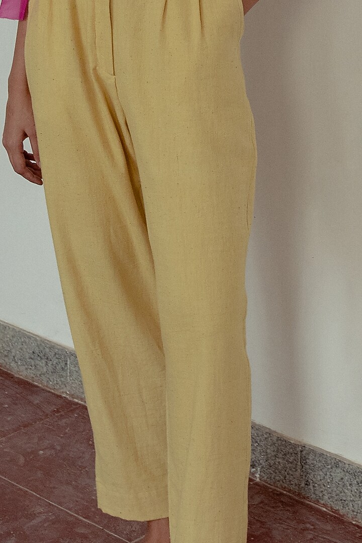 Marigold Pleated Cotton Trousers by Naushad Ali at Pernia's Pop Up Shop