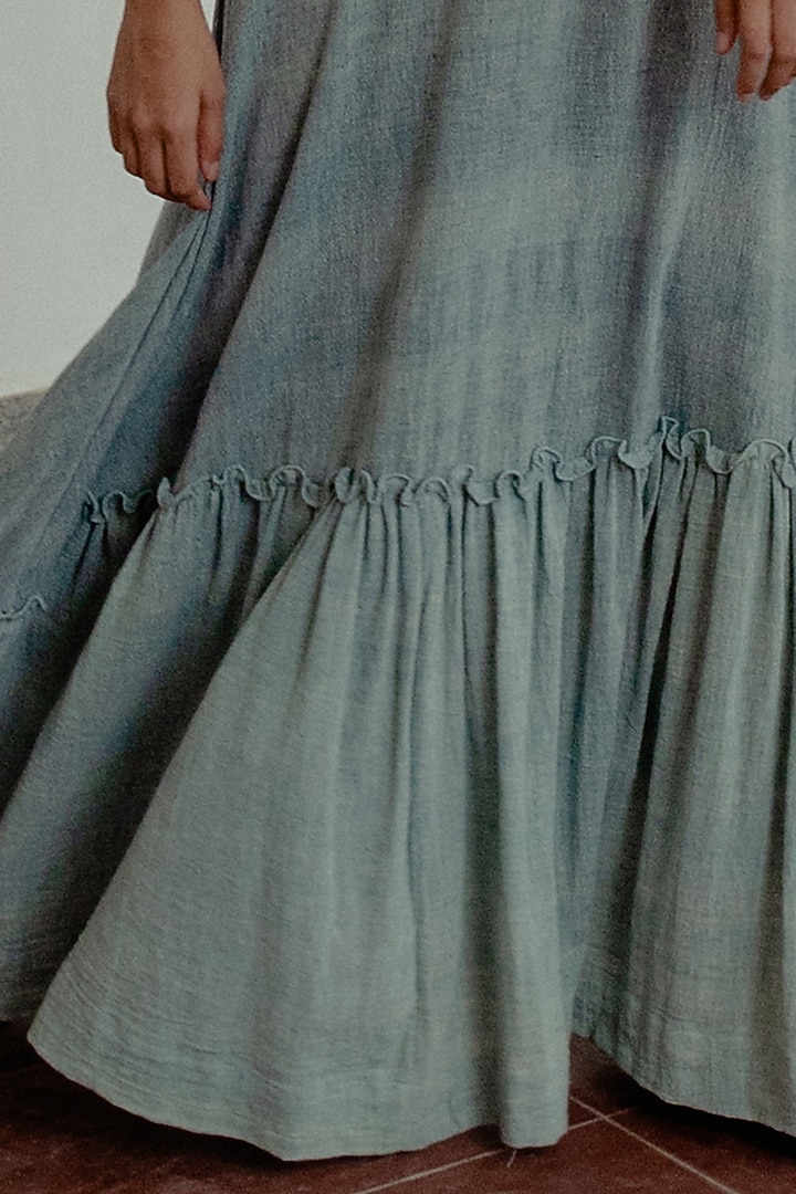 Light Indigo Pleated Skirt by Naushad Ali at Pernia's Pop Up Shop