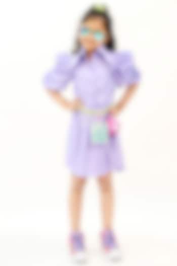 Lavender Linen Shirt Dress With Bags For Girls by NAVKIYA G