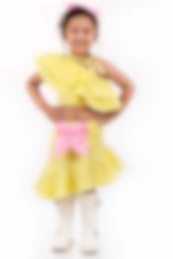 Yellow Scuba Skirt Set For Girls by NAVKIYA G