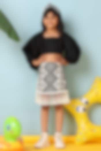 Beige Cotton Embroidered Skirt Set For Girls by NAVKIYA G at Pernia's Pop Up Shop