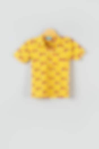 Dandelion Yellow Hand Block Printed Shirt For Boys by Navyassa