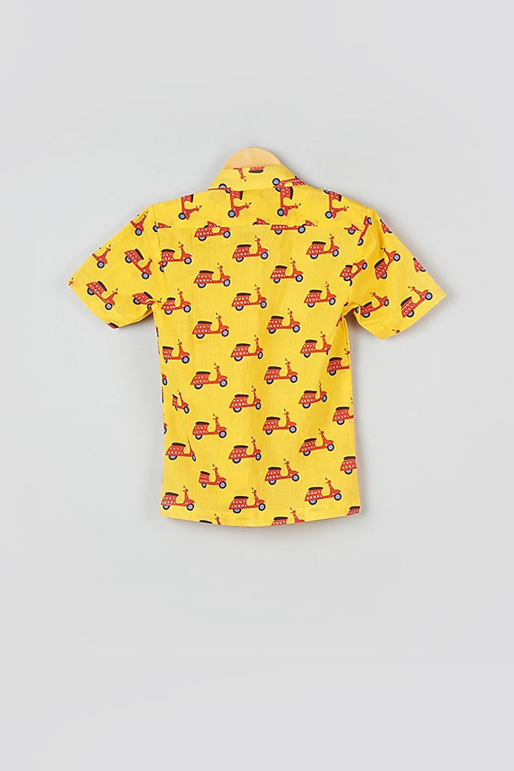 Dandelion Yellow Hand Block Printed Shirt For Boys by Navyassa at Pernia's Pop Up Shop