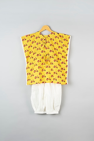 Yellow Printed Kaftan For Girls by Navyassa