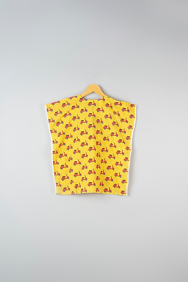Yellow Printed Kaftan For Girls by Navyassa at Pernia's Pop Up Shop