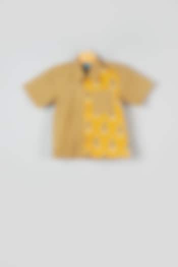 Earthen Yellow & Honey Cup Yellow Striped Shirt For Boys by Navyassa