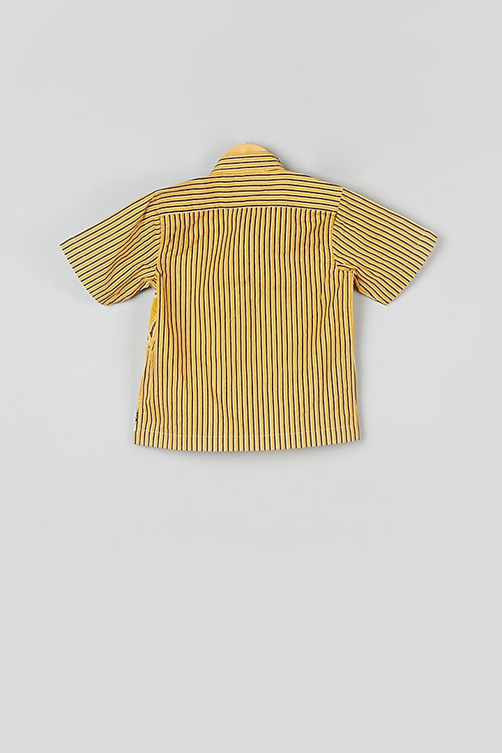 Earthen Yellow & Honey Cup Yellow Striped Shirt For Boys by Navyassa at Pernia's Pop Up Shop