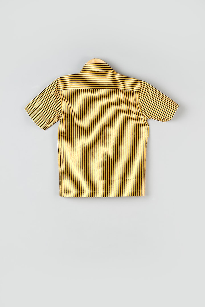 Earthen Yellow Striped Shirt For Boys by Navyassa at Pernia's Pop Up Shop