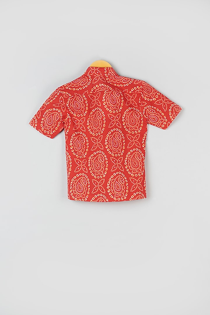Bright Red Printed Shirt For Boys by Navyassa at Pernia's Pop Up Shop