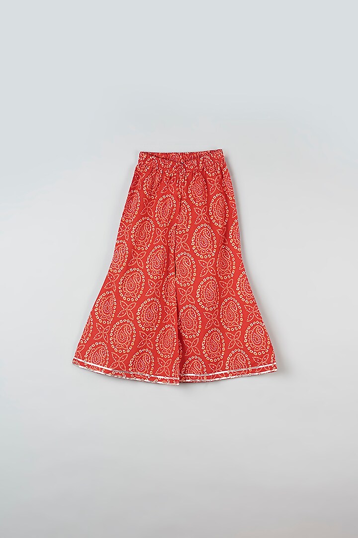 Red Cotton Bandhej Printed Kurta Set For Girls by Navyassa at Pernia's Pop Up Shop