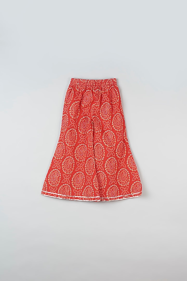 Red Cotton Bandhej Printed Kurta Set For Girls by Navyassa at Pernia's Pop Up Shop