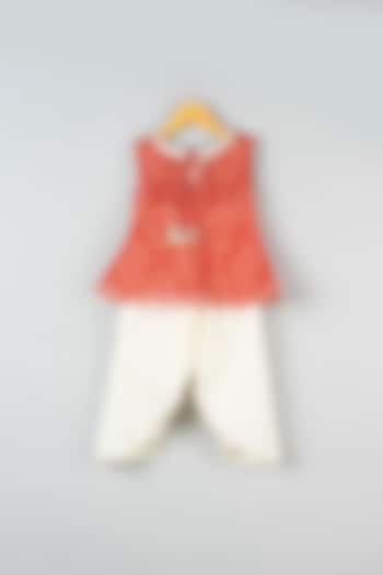 Off-White Cotton Dhoti Set For Girls by Navyassa at Pernia's Pop Up Shop