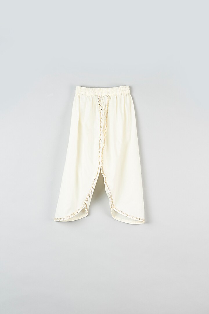 Off-White Cotton Dhoti Set For Girls by Navyassa at Pernia's Pop Up Shop