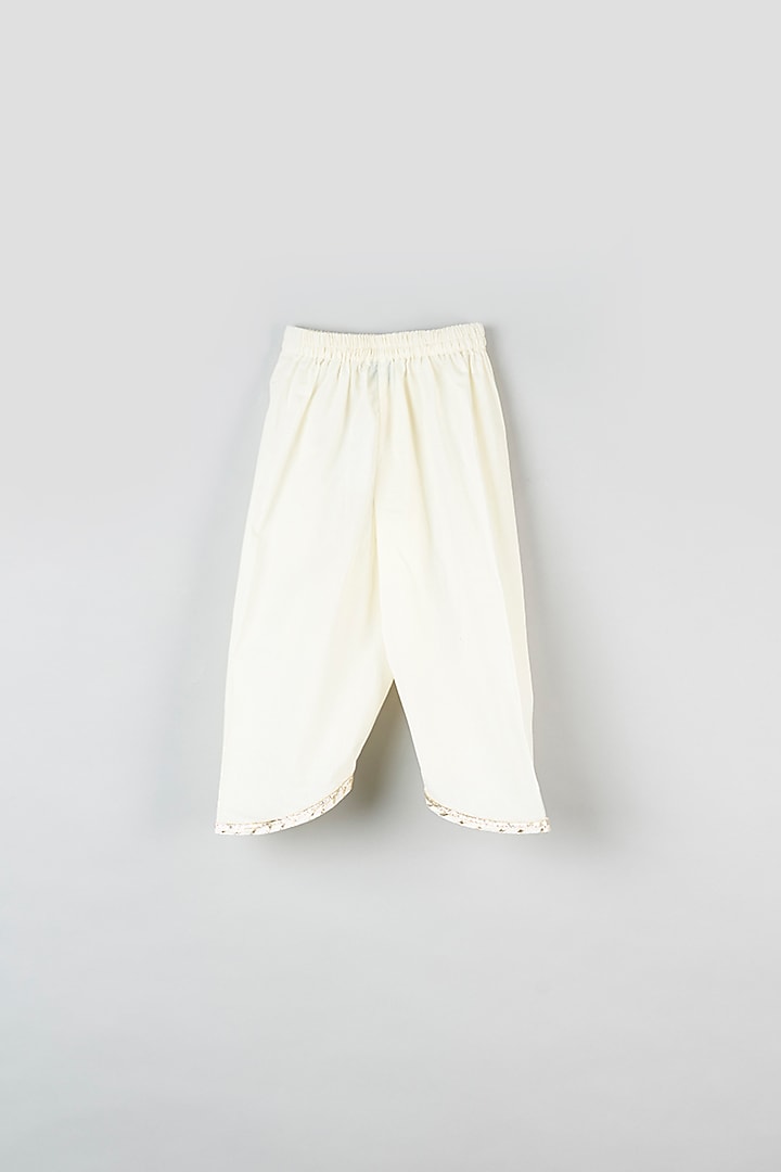 Off-White Cotton Dhoti Set For Girls by Navyassa at Pernia's Pop Up Shop