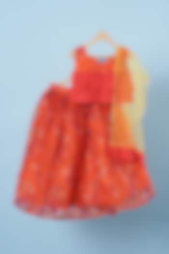 Coral Printed Lehenga Set For Girls by Navyassa