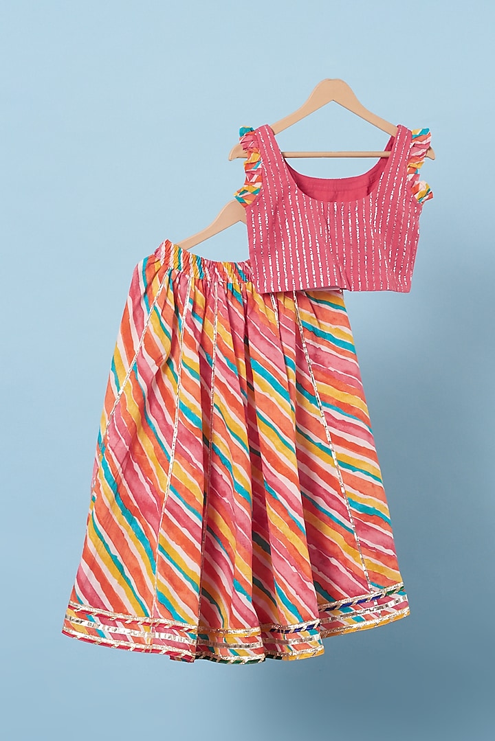Multi-Coloured Cotton Printed Lehenga Set For Girls by Navyassa
