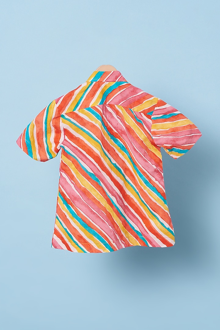 Multi-Colored Cotton Hand Block Printed Shirt For Boys by Navyassa at Pernia's Pop Up Shop