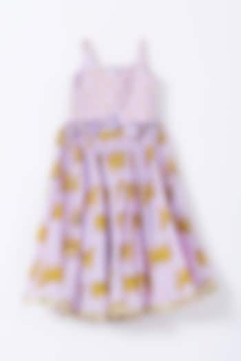 Lilac Printed Skirt Set For Girls by Navyassa