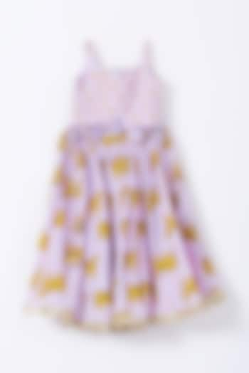 Lilac Printed Skirt Set For Girls by Navyassa at Pernia's Pop Up Shop