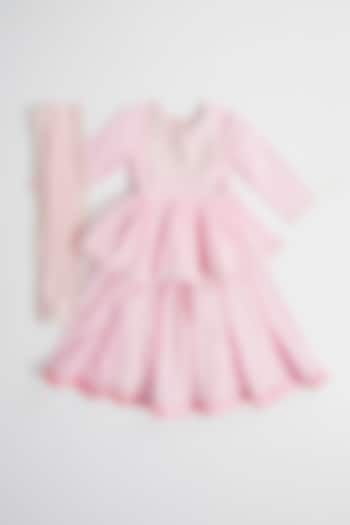 Light Pink Mulmul Cotton Lehenga Set For Girls by Navyassa
