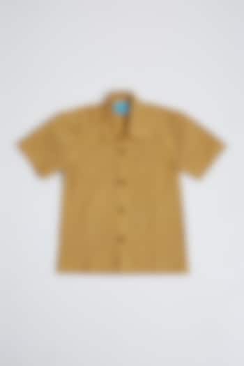 Yellow Striped Cotton Shirt For Boys by Navyassa