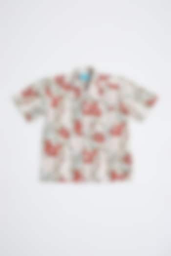 Beige Printed Cotton Shirt For Boys by Navyassa