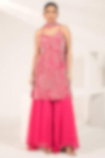 Fuchsia Viscose Georgette Sharara Set by Nayantara Couture at Pernia's Pop Up Shop