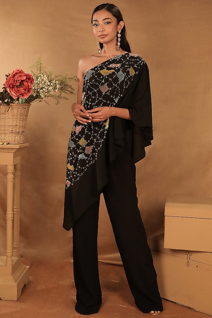 Black Embellished Pant Set by Nayantara Couture at Pernia's Pop Up Shop